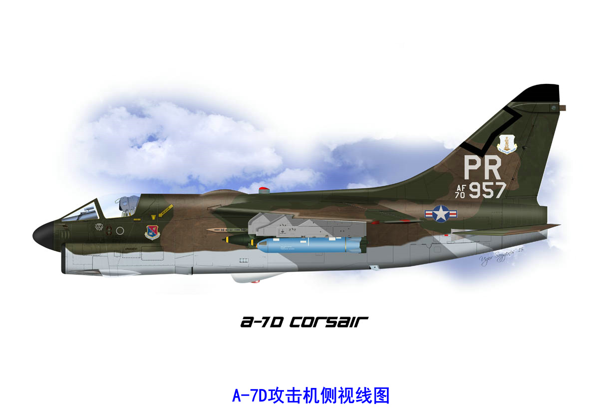 A-7D攻擊機側視線圖