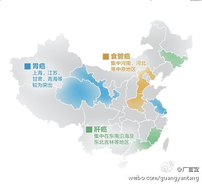中國癌症分布圖