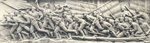 人民英雄紀念碑上的漢白玉浮雕：勝利渡長江