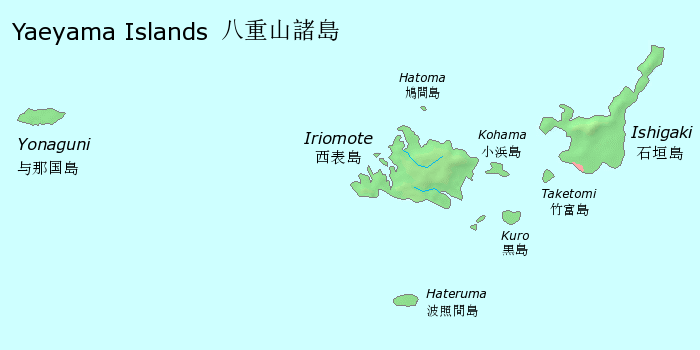 石垣島在八重山群島的位置