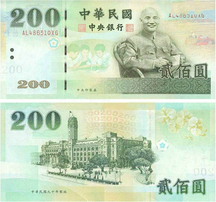 200元新台幣上的台北“總統府”