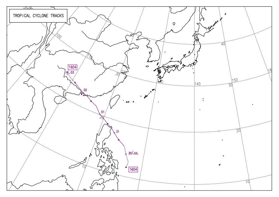 日本氣象廳編制路徑圖