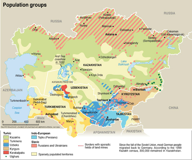 中亞民族分布圖
