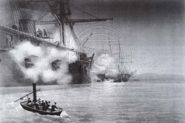 法國魚雷艇向“馭遠”艦發起攻擊