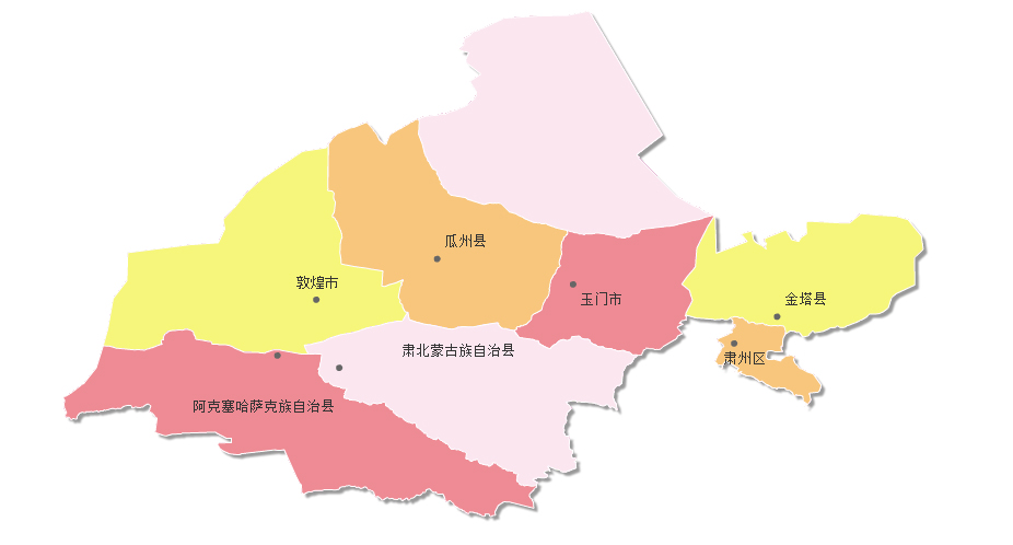 甘肃省 西北部  1969年10月,酒泉专区改为酒泉地区,专区革命委员会改