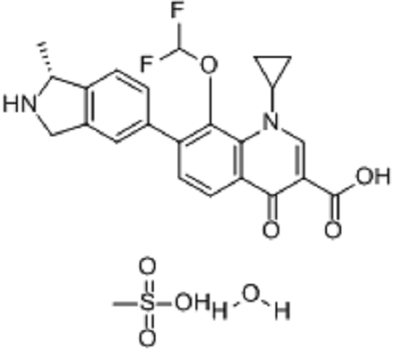 1-環丙基-8-（二氟甲氧基）-7-[(1R)-2,3-二氫-1-甲基-1H-異吲哚-5-基]-1,4-二氫-4-氧代-3-喹啉甲酸甲磺酸鹽一