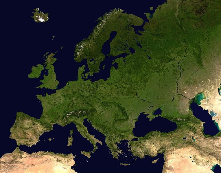 歐洲地理環境的衛星照片