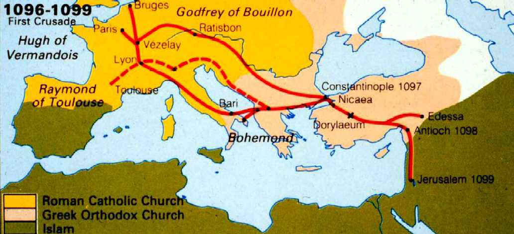 第一次十字軍東征路線圖