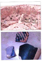 被毀壞的慶靖王朱栴墓坑及出土碎片