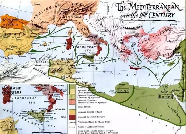 各阿拉伯海盜集團在地中海地區的擴張