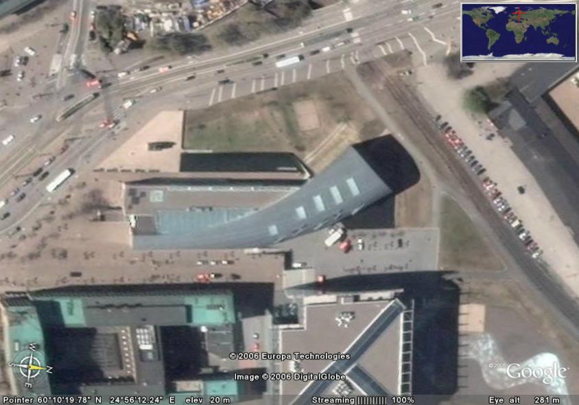 衛星地圖上的赫爾辛基當代藝術博物館