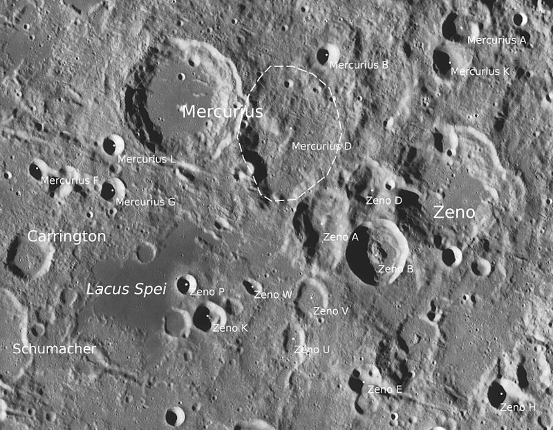 卡林頓隕石坑的周邊，月球勘測軌道飛行器拍攝