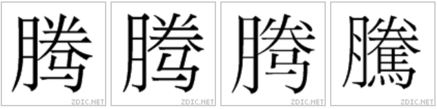 中國大陸-中國台灣-韓國-舊字形對比圖