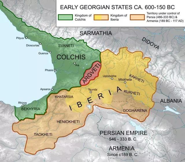 分布在高加索西部的科爾基斯與伊比利亞