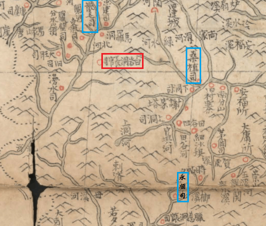 《康熙皇輿全攬圖》中的白岩洞長官司位置