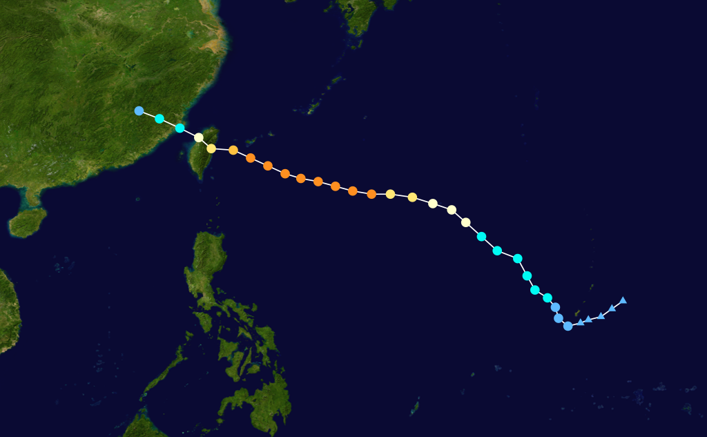 超強颱風泰利 路徑圖