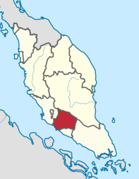 森美蘭州在馬來西亞半島的位置