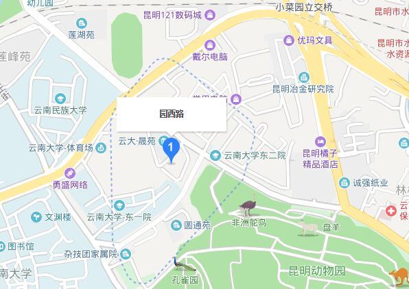 園西路(昆明市著名小吃街,位於雲南大學東門附近) 園西路(昆明市著名小吃街,位於雲南大學東門附近)