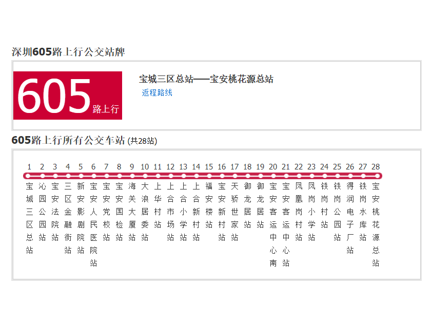 深圳公交605路 深圳公交605路