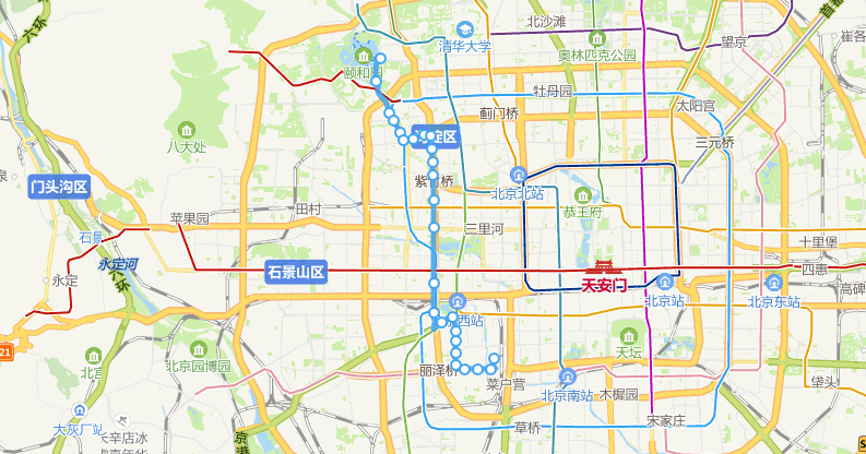 北京公交74路線路走向圖