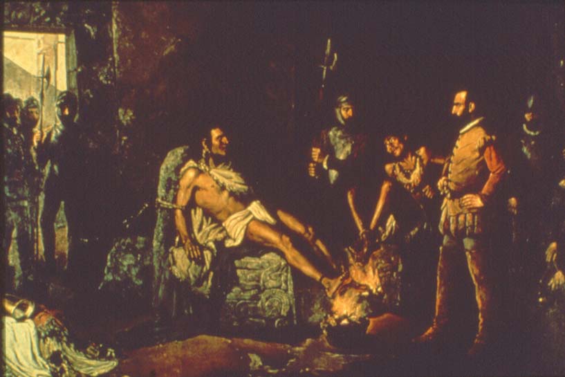 西班牙殖民者拷問瓜特穆斯黃金的所在，用油熨他的雙足。