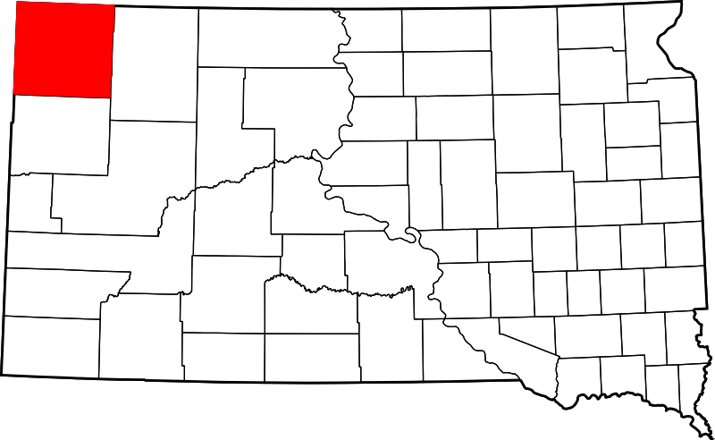 哈定縣於南達科他州內的地理位置