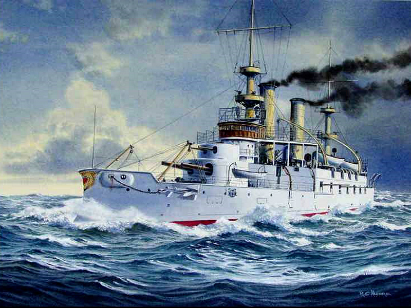 肯塔基號戰列艦水粉畫