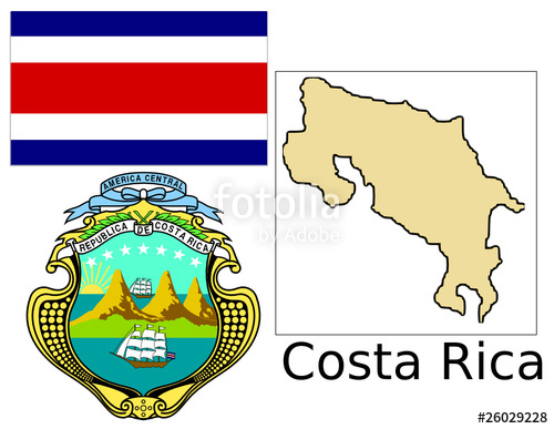 哥斯大黎加國旗、國徽和地圖