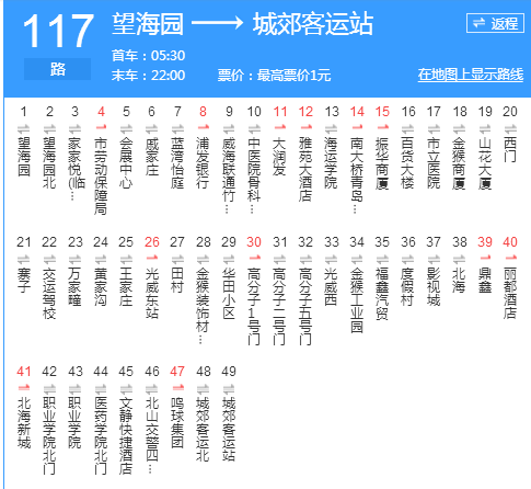 威海公交117路 威海公交117路