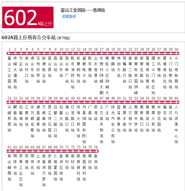 珠海公交602A路 珠海公交602A路