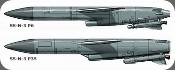 兩種型號的P-5飛彈的側視圖