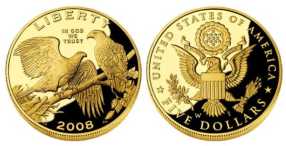美國2008年發行的錢幣（白頭海雕圖案）