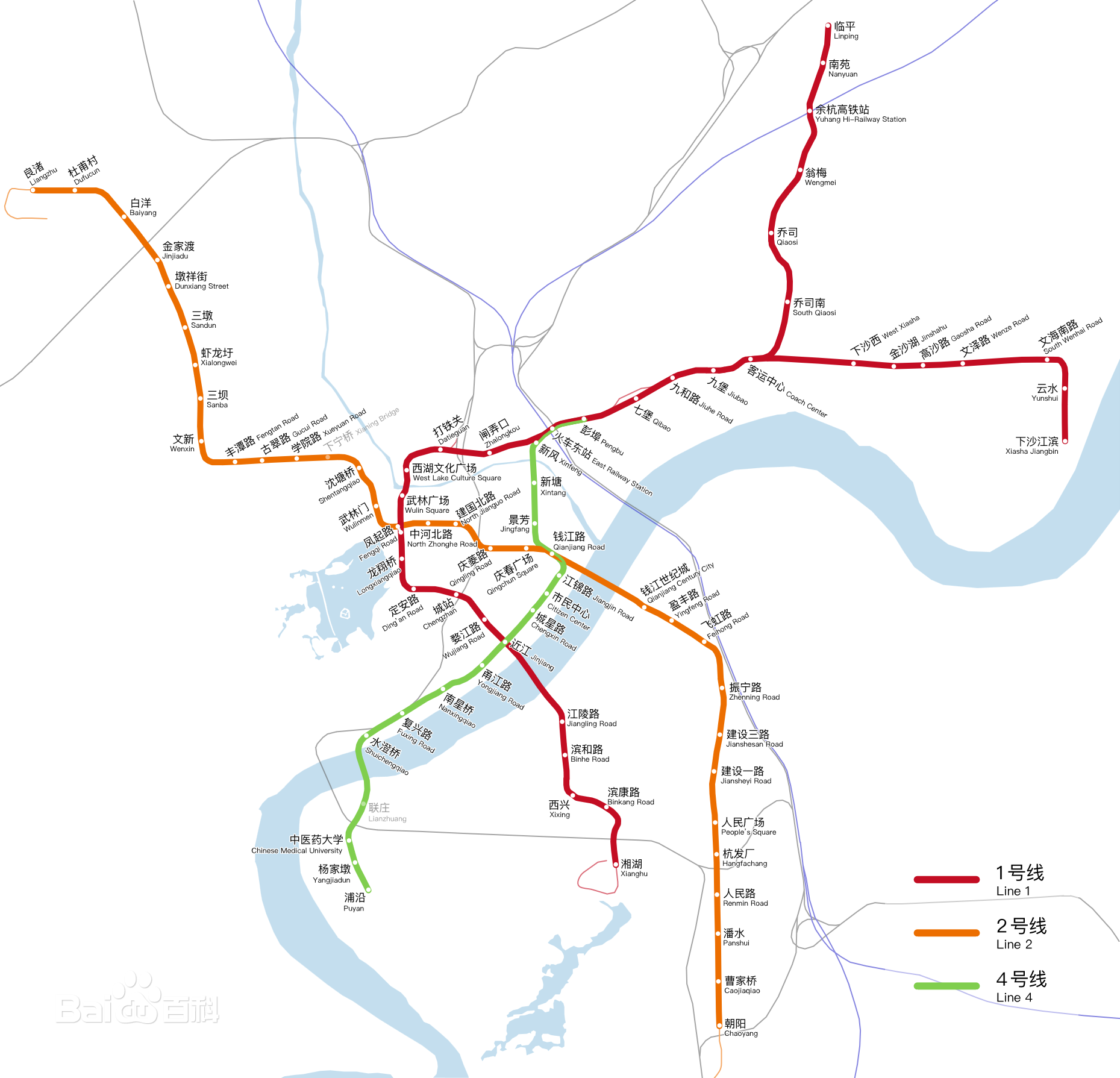 杭州捷運運營線路圖