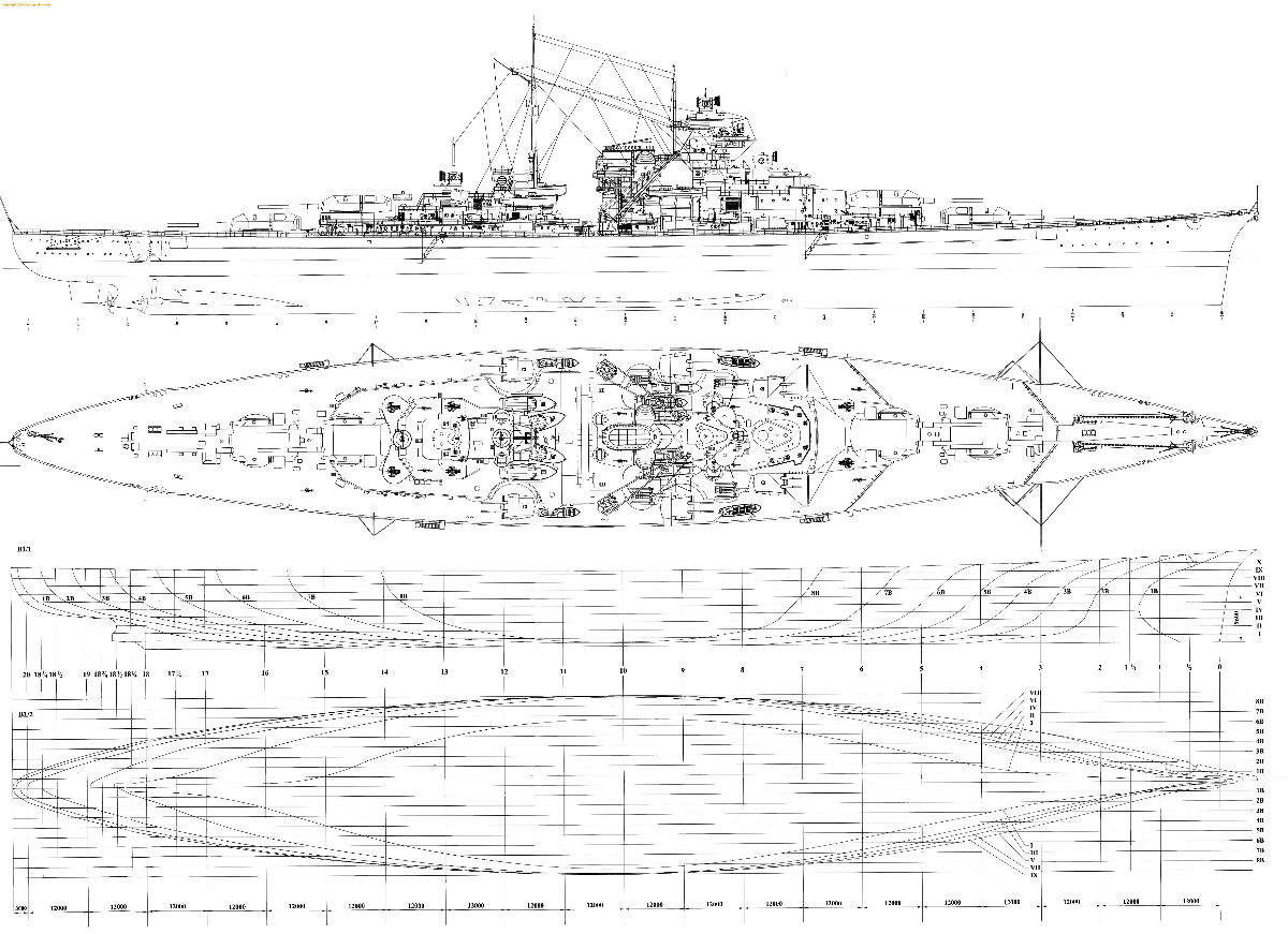 俾斯麥號戰列艦三視圖