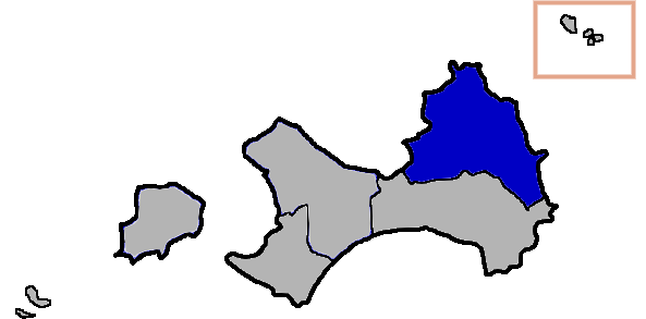 金沙鎮在金門縣的位置（藍色部分）