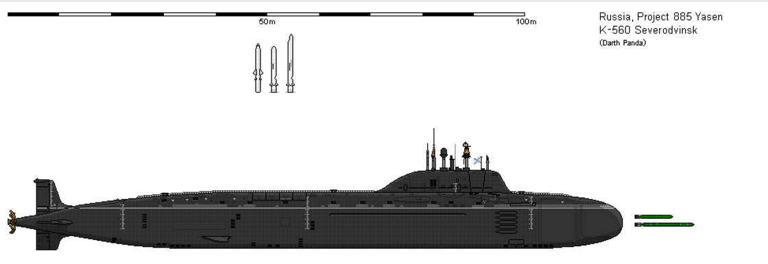 885型攻擊核潛艇側面圖