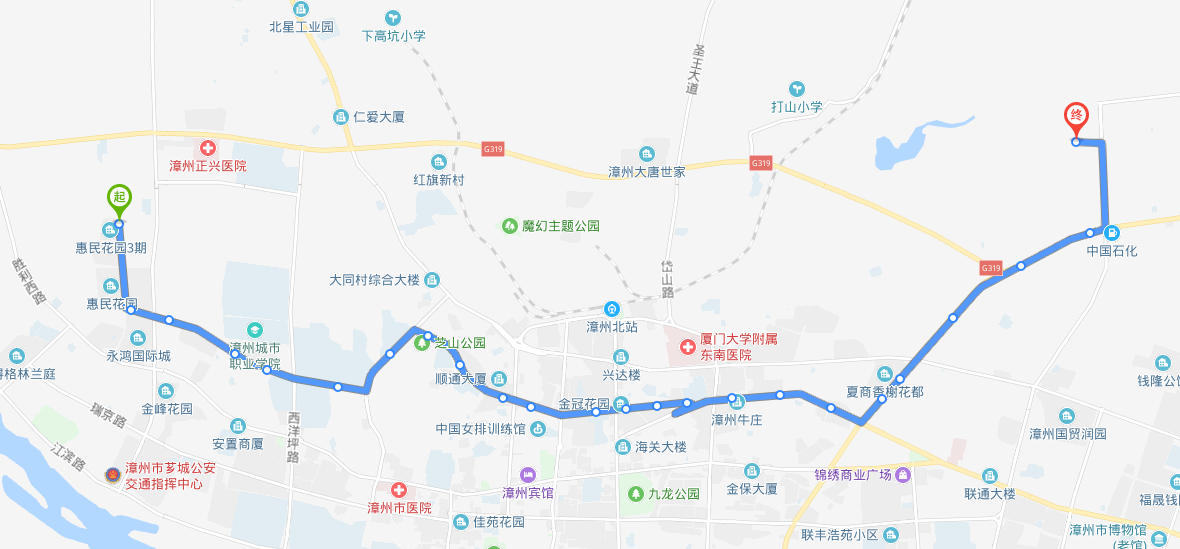 漳州公交B1路路線圖