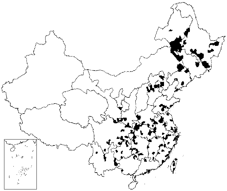 中國分布圖