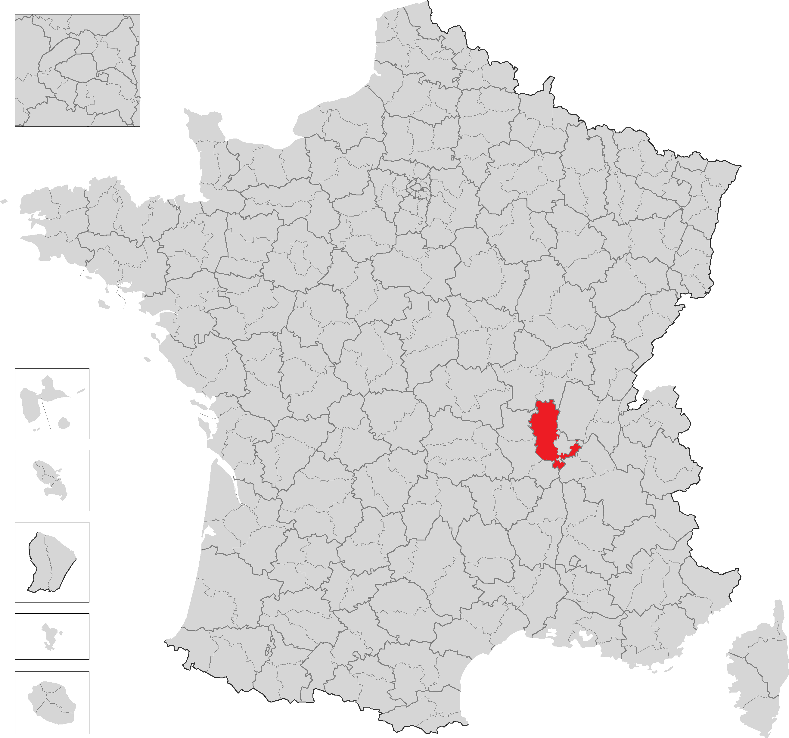 索恩河畔自由城地區在法國的位置