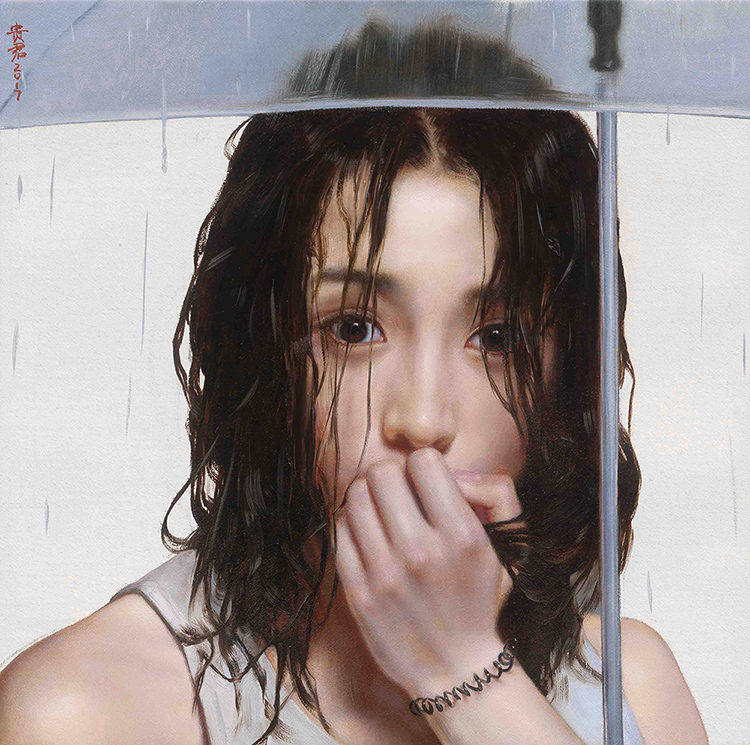 《雨巷》 2017年 35×35cm 布面油畫