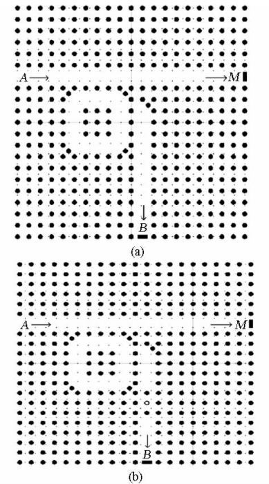 圖1 改進前後光子晶體濾波器結構示意圖