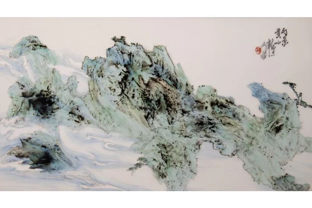 山水(邱晗創作粉彩瓷板畫作品) 山水(邱晗創作粉彩瓷板畫作品)