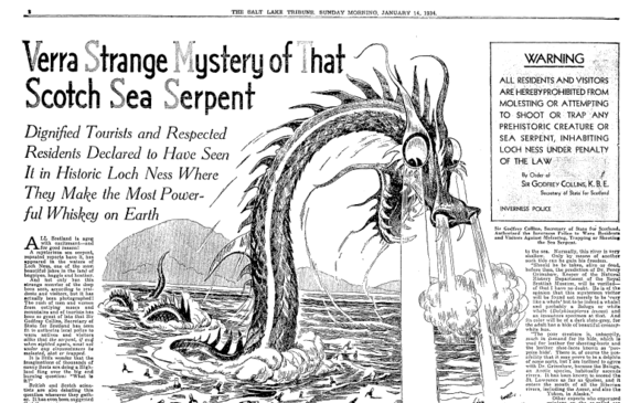 鹽湖城論壇報1934年1月14日的水怪報導