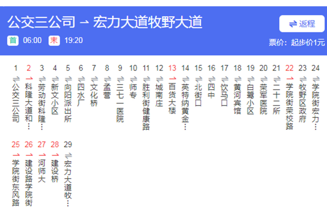 新鄉公交43路 新鄉公交43路