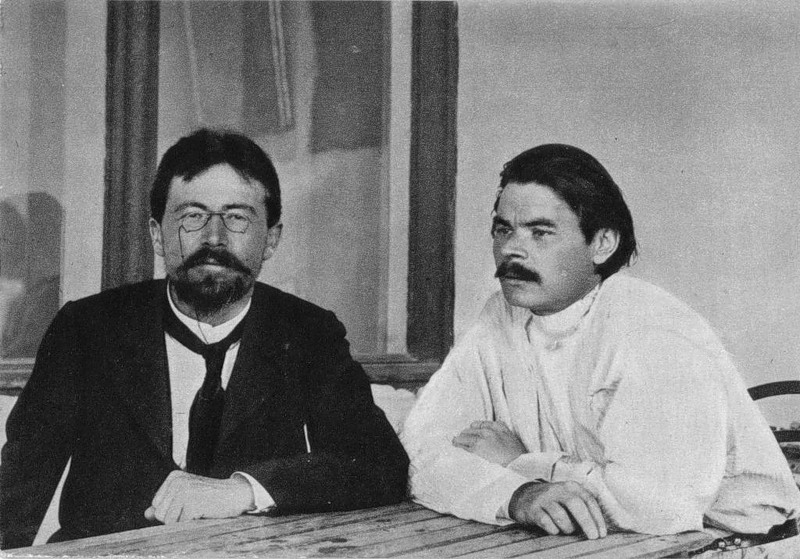 1900年，契訶夫與高爾基在雅爾達