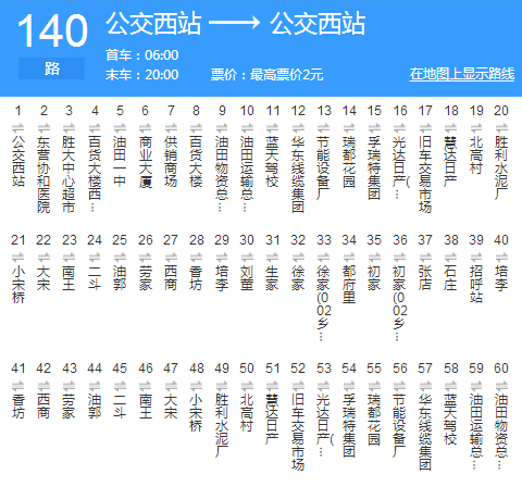 東營公交140路 東營公交140路
