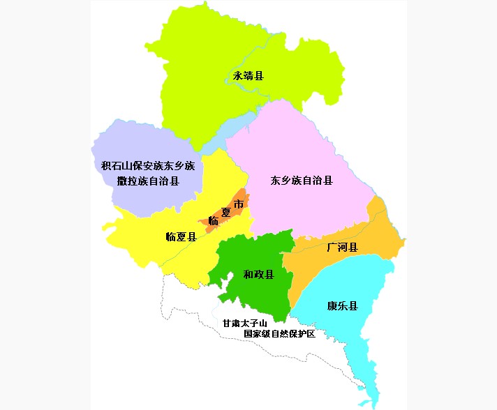 臨夏州行政區劃圖