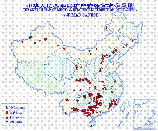 中國錳礦分布