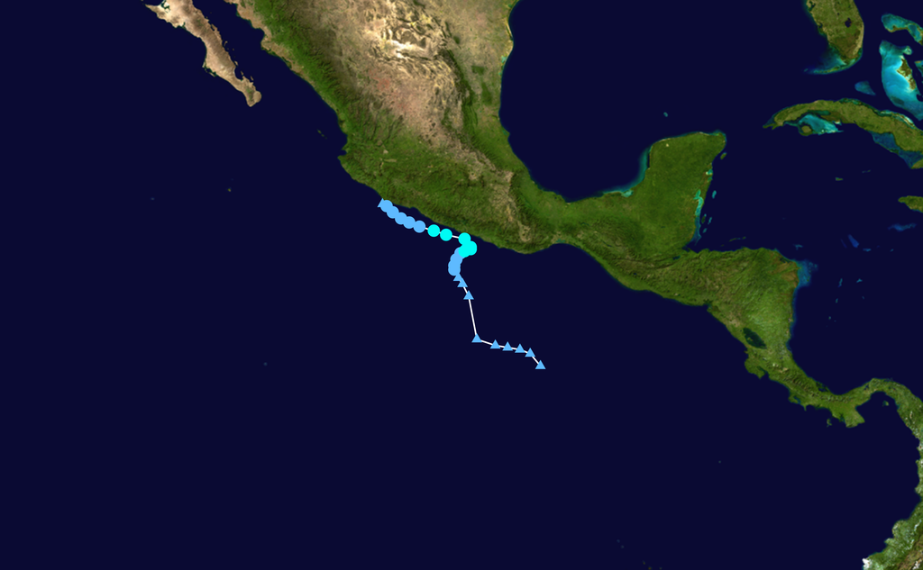 熱帶風暴卡洛塔 路徑圖