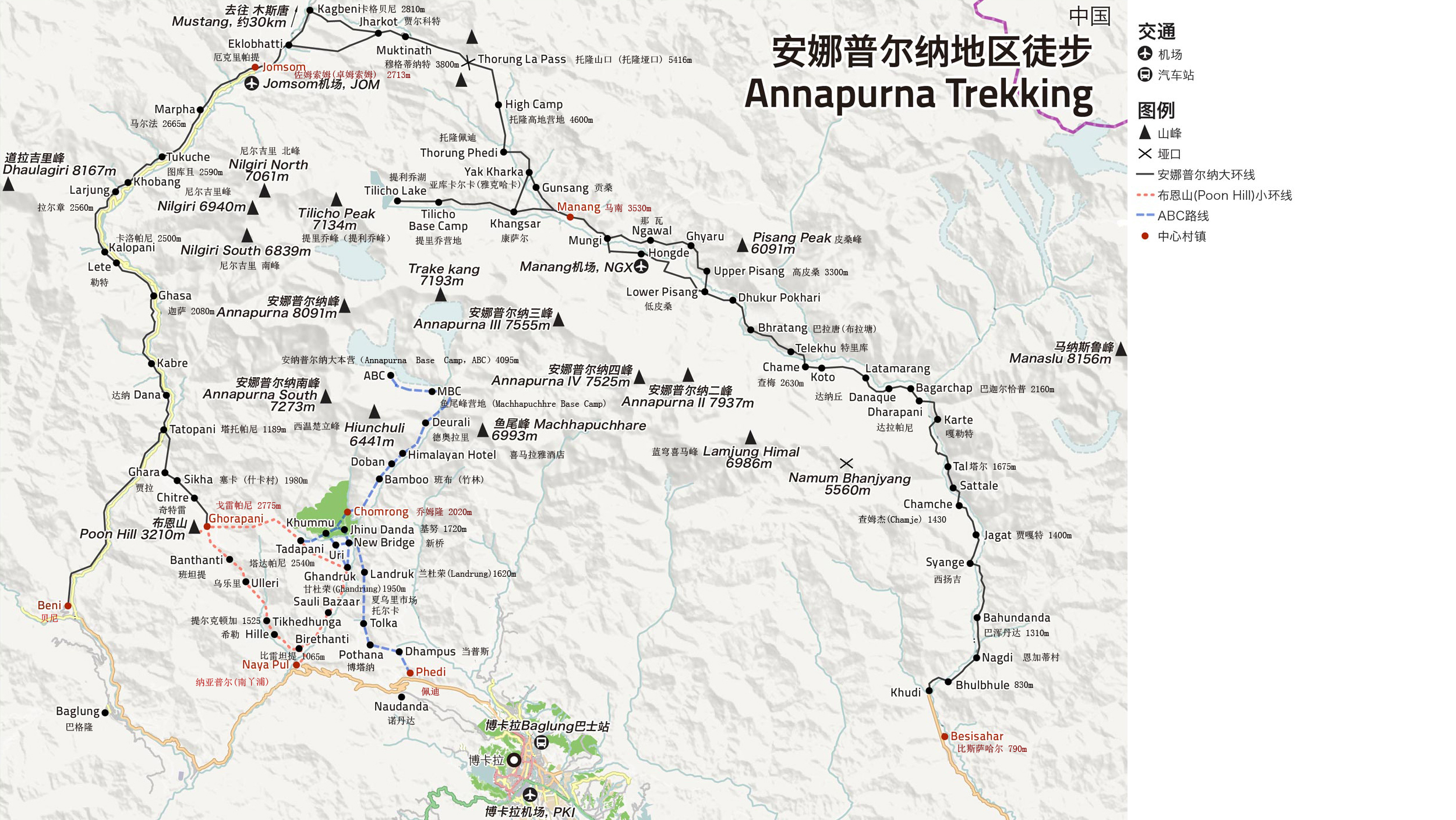 安娜普爾納中文地圖